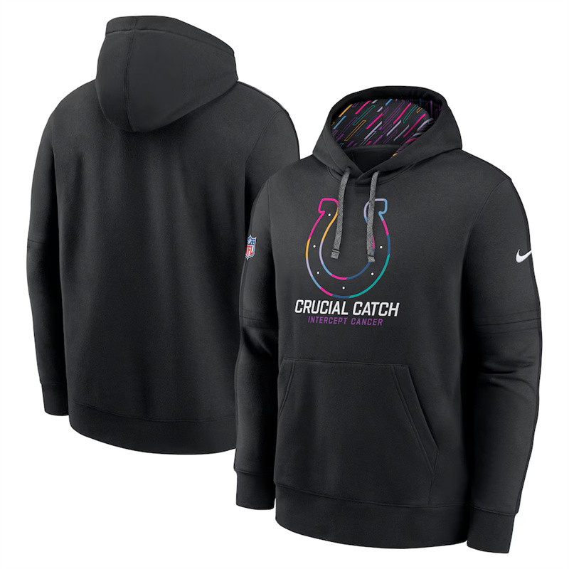 Men's Indianapolis Colts Black 2024 Crucial Catch Club Pullover Hoodie